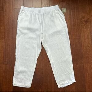 For Cynthia White 100% Linen Cuffed Pants, Size 2X, New With Tags